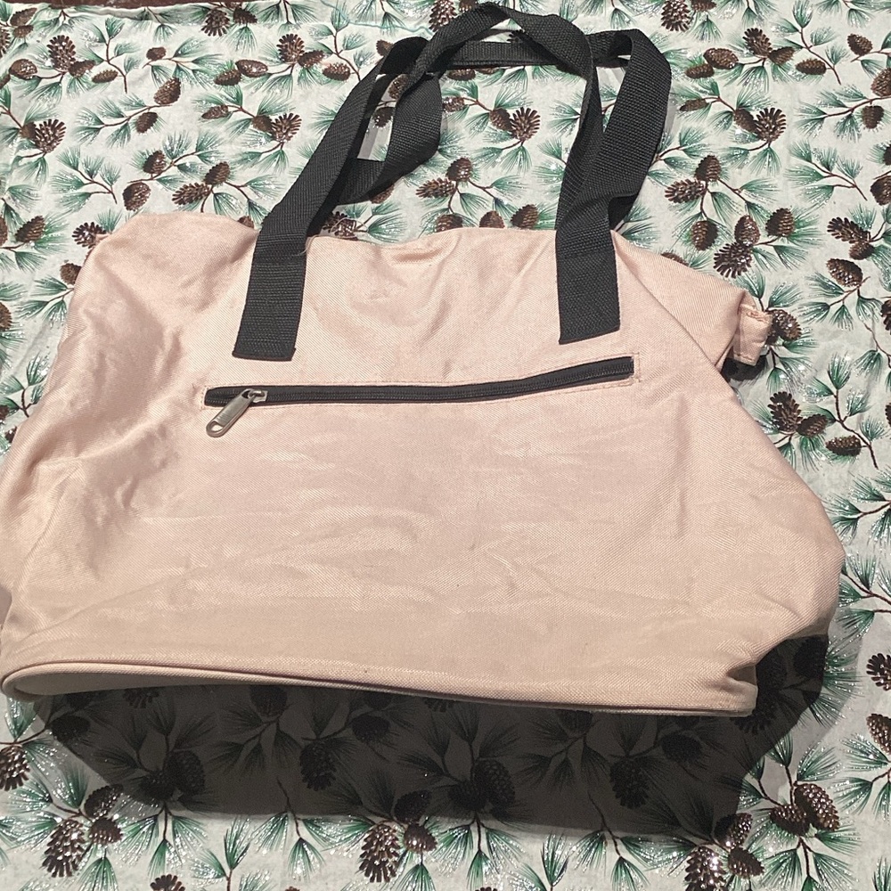 Chic Beige Tote Bag with Black Handles